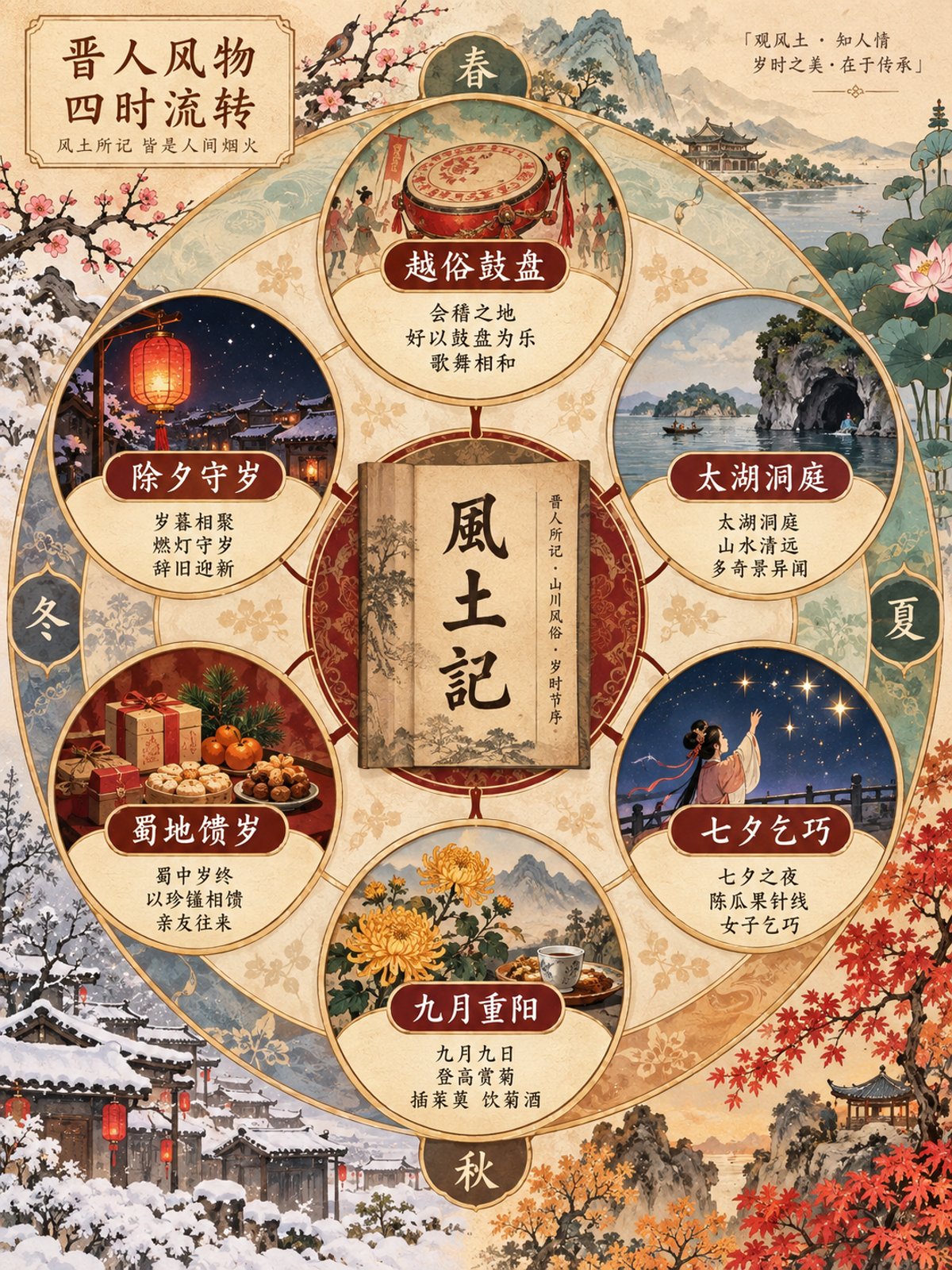 《风土记》竖版专业思维导图