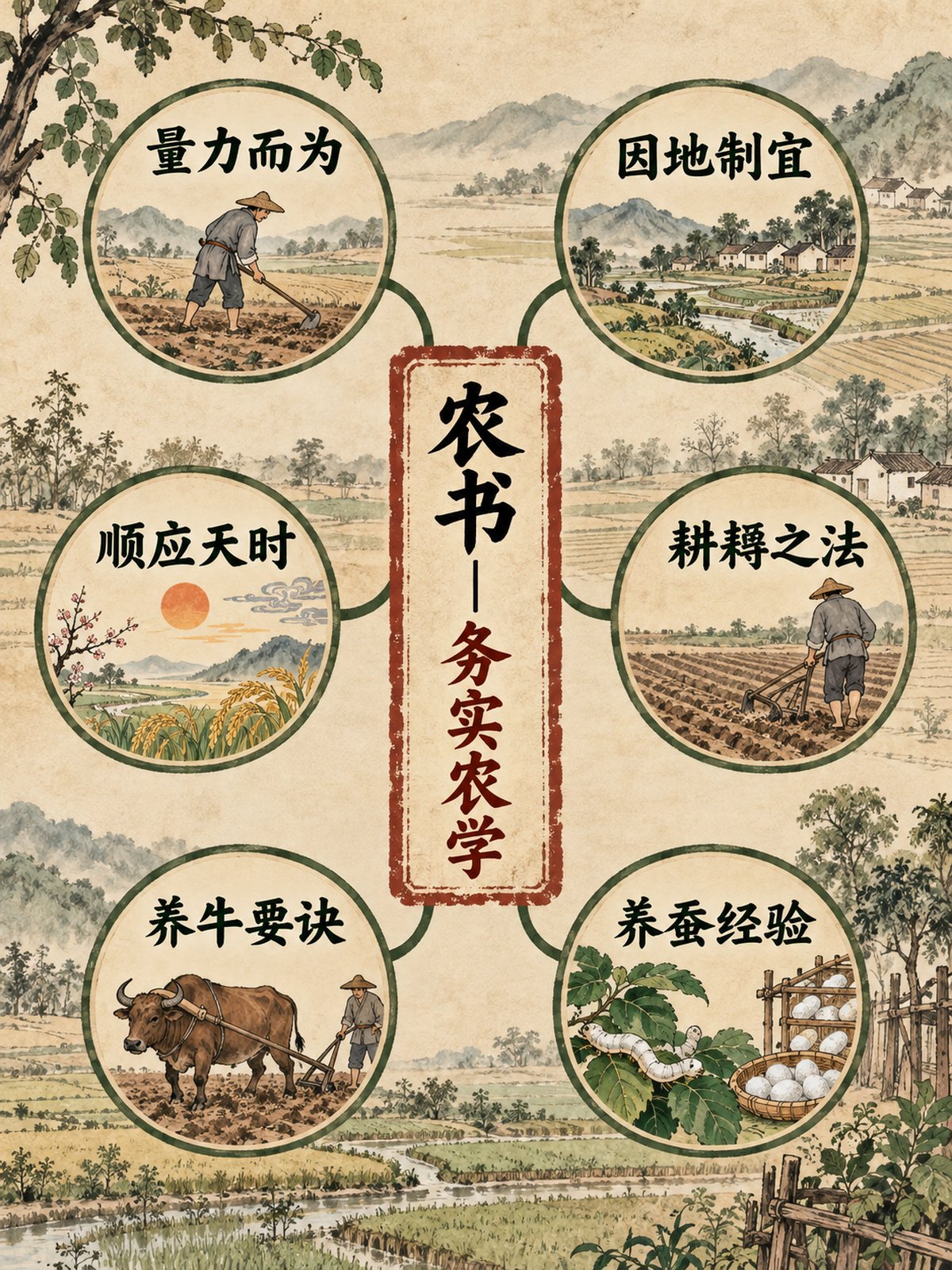 《农书》竖版专业思维导图
